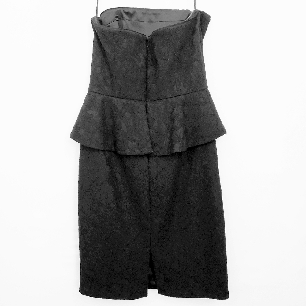 Nwot White House Black Market Strapless Black Lace Peplum Dress - Picture 12 of 16